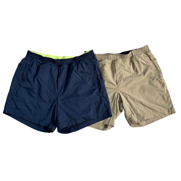 Birddogs Other - 2 pairs Birddogs men's training shorts Blue Tan with liner Size XL